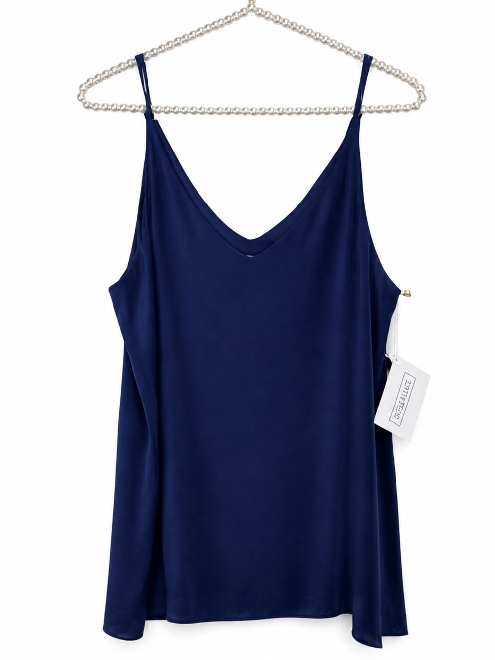 Stella Luce Navy Blue Camisole Tank Top | Split Hem | XL| Spaghetti Straps